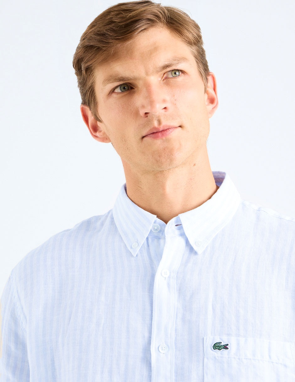 Camisa casual Lacoste de lino manga larga para hombre