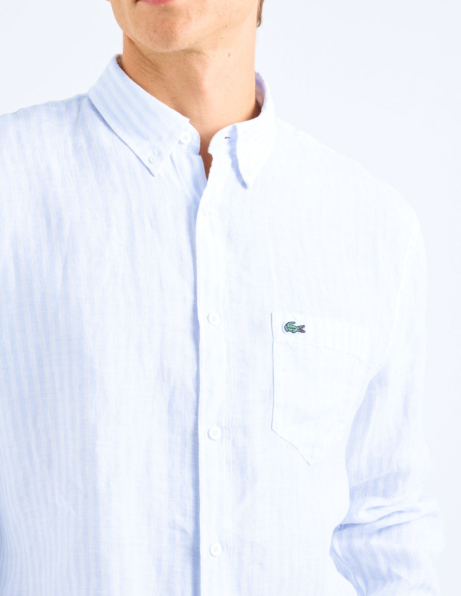 Camisa casual Lacoste de lino manga larga para hombre