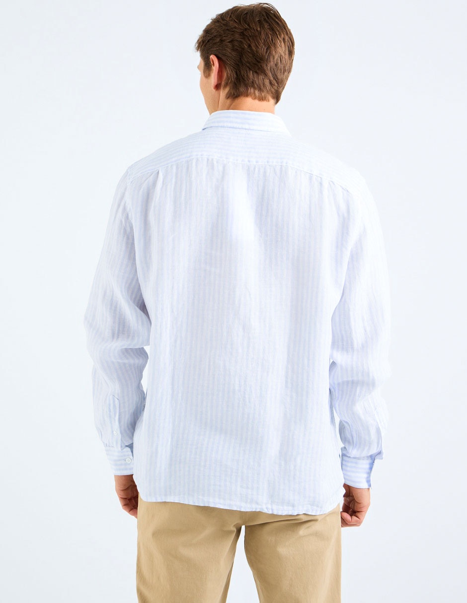 Camisa casual Lacoste de lino manga larga para hombre