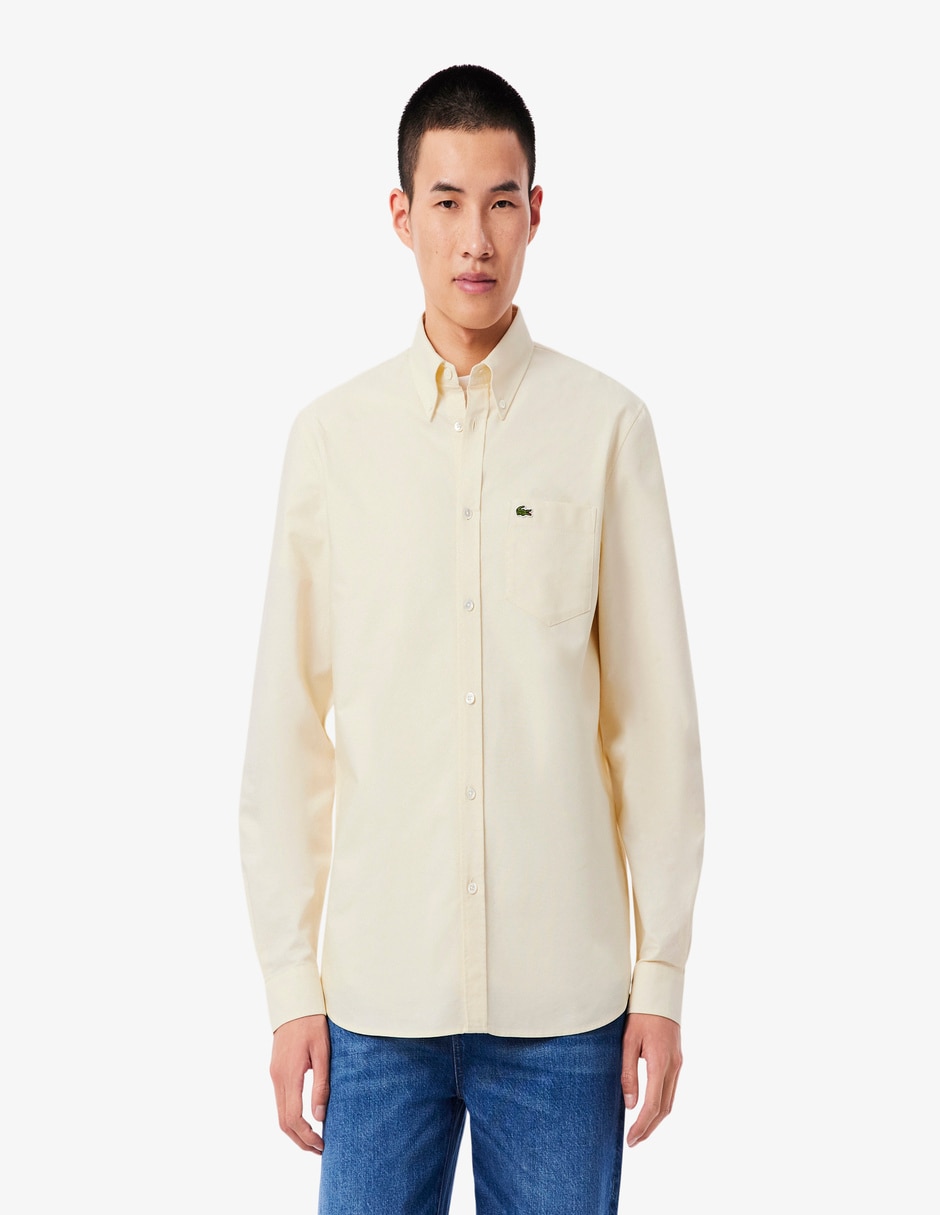 Camisa casual Lacoste de algodón manga larga para hombre