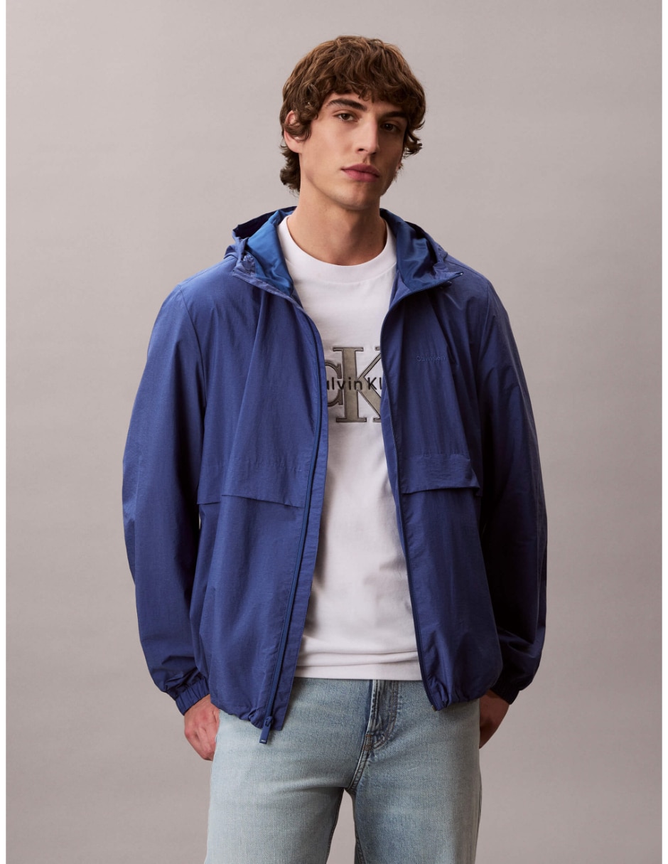 Chamarra rompevientos impermeable capucha y bolsa para hombre Chamarra rompevientos impermeable capucha y bolsa para hombre