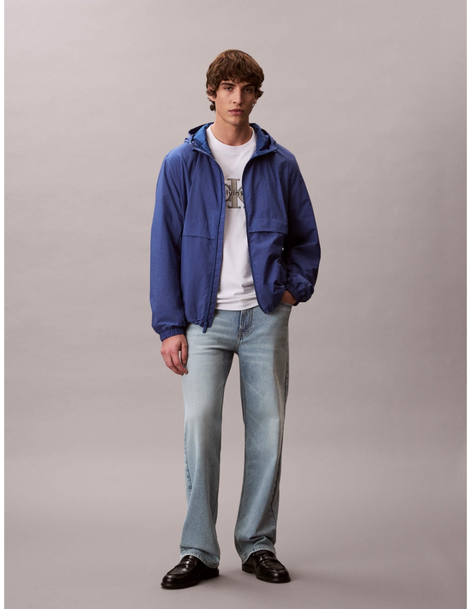 Chamarra rompevientos Ck impermeable capucha y bolsa para hombre