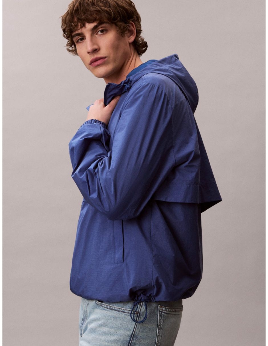 Chamarra rompevientos Ck impermeable capucha y bolsa para hombre
