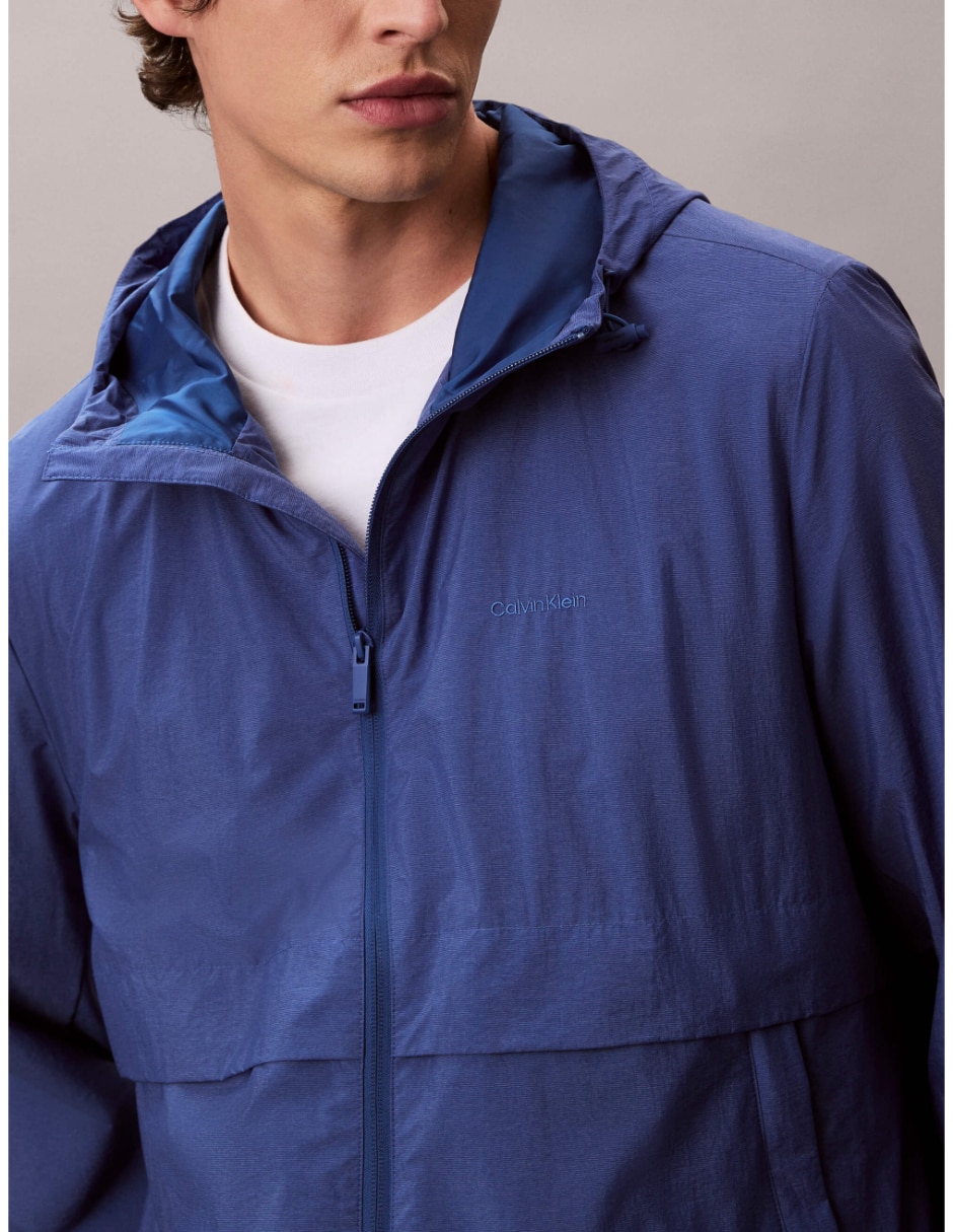 Chamarra rompevientos Ck impermeable capucha y bolsa para hombre