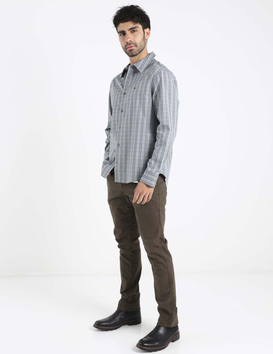 Camisa casual de algodón manga larga para hombre 4