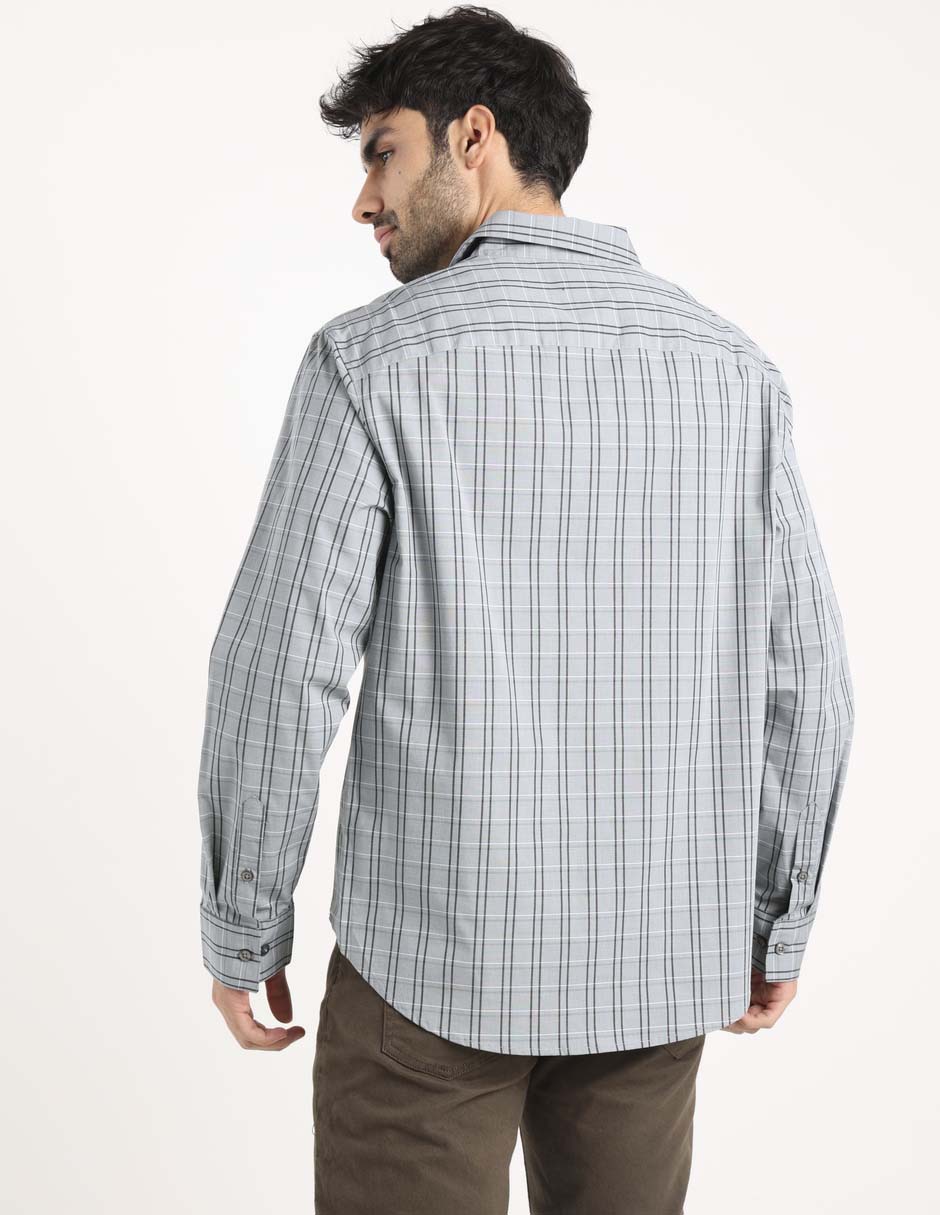 Camisa casual de algodón manga larga para hombre 6