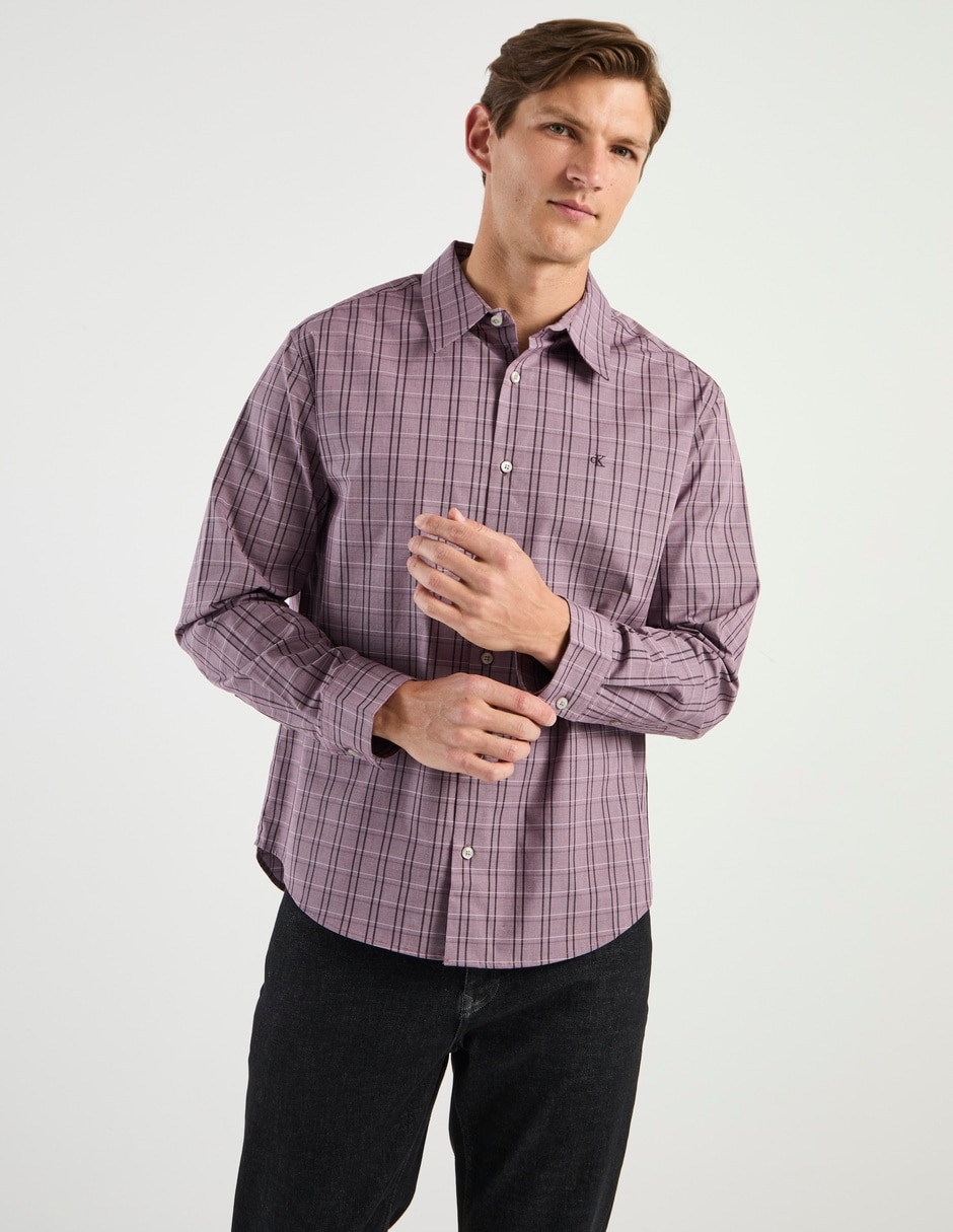 Camisa casual de algodón manga larga para hombre