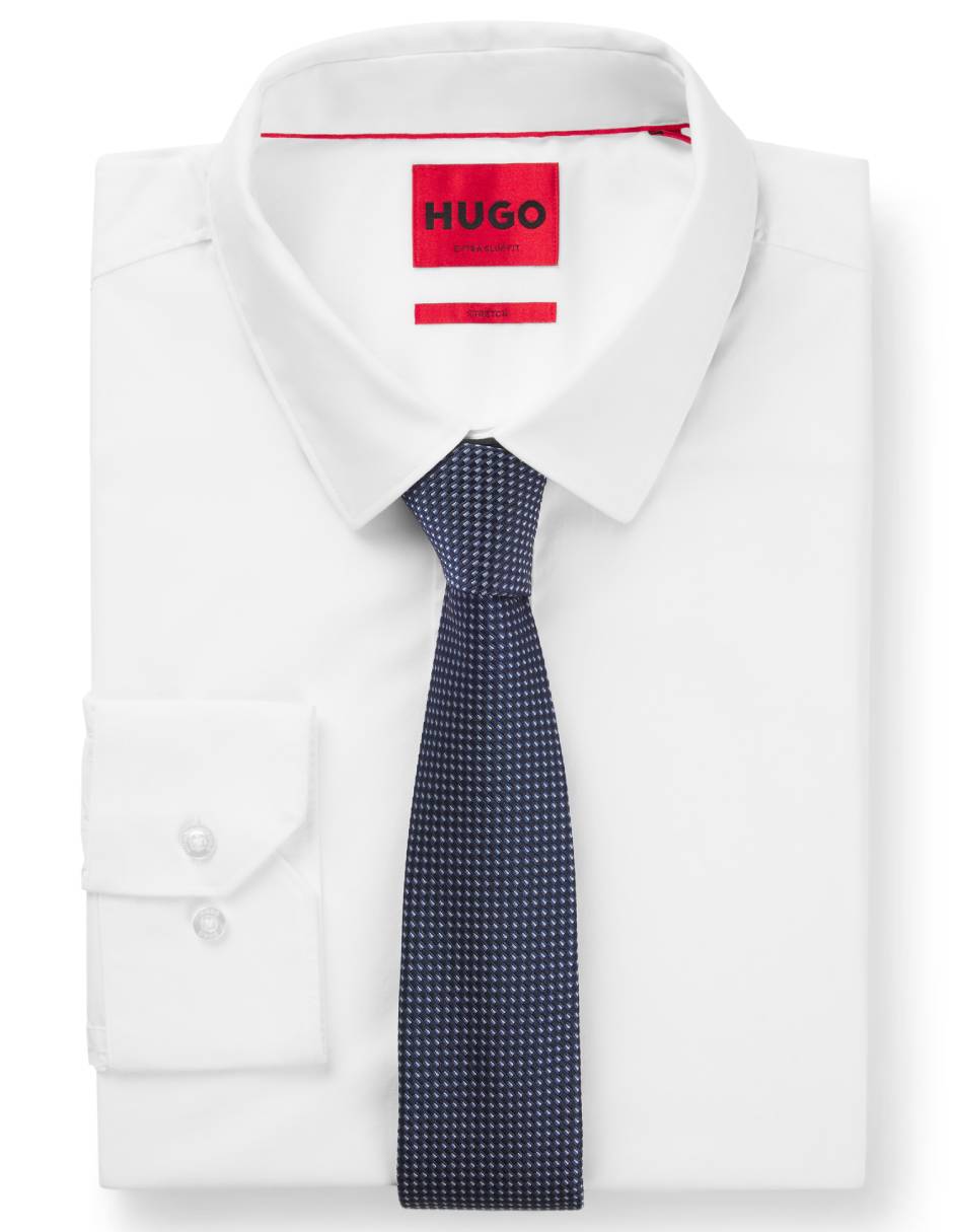 Corbata regular de seda estampado microprint para hombre