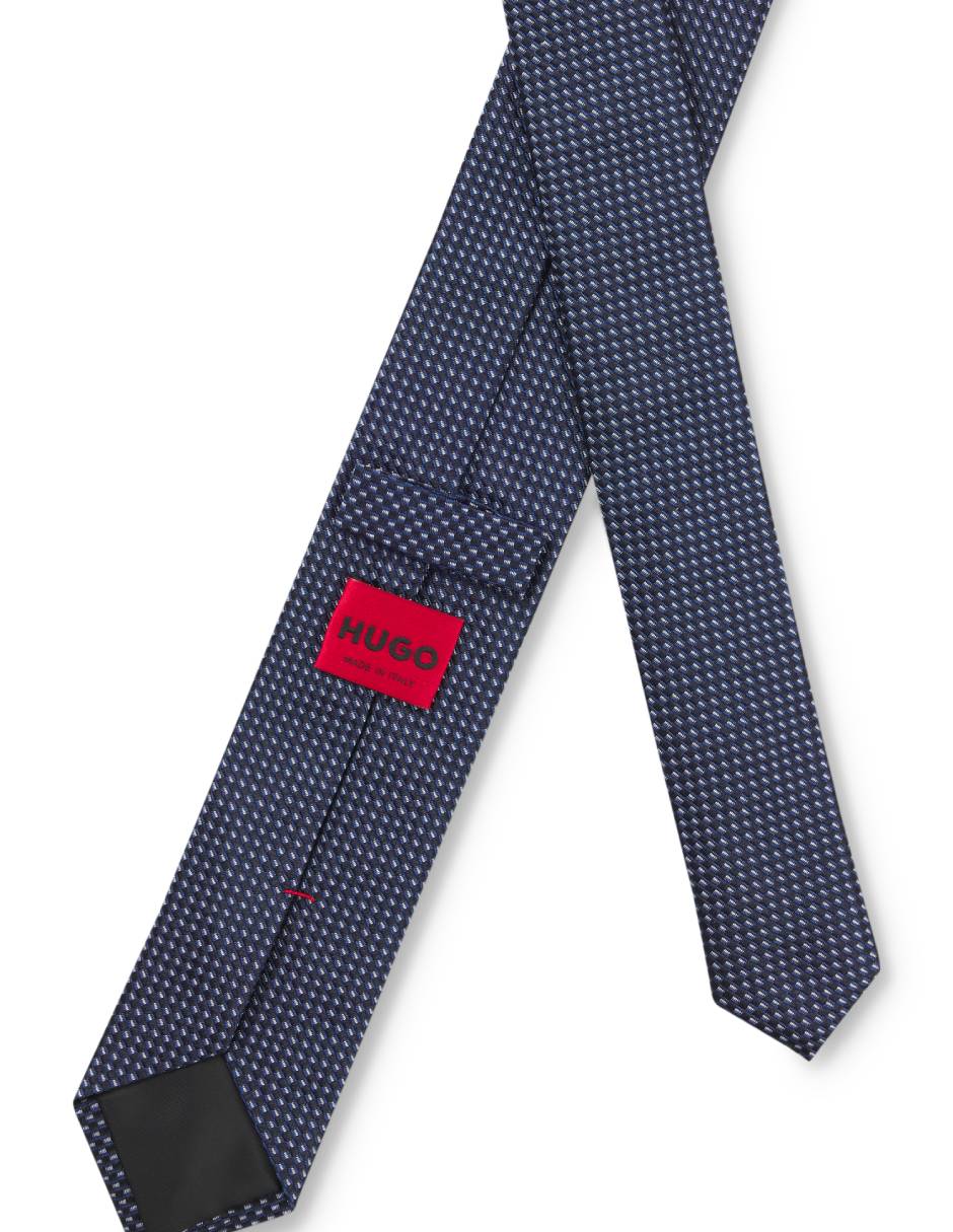 Corbata regular de seda estampado microprint para hombre
