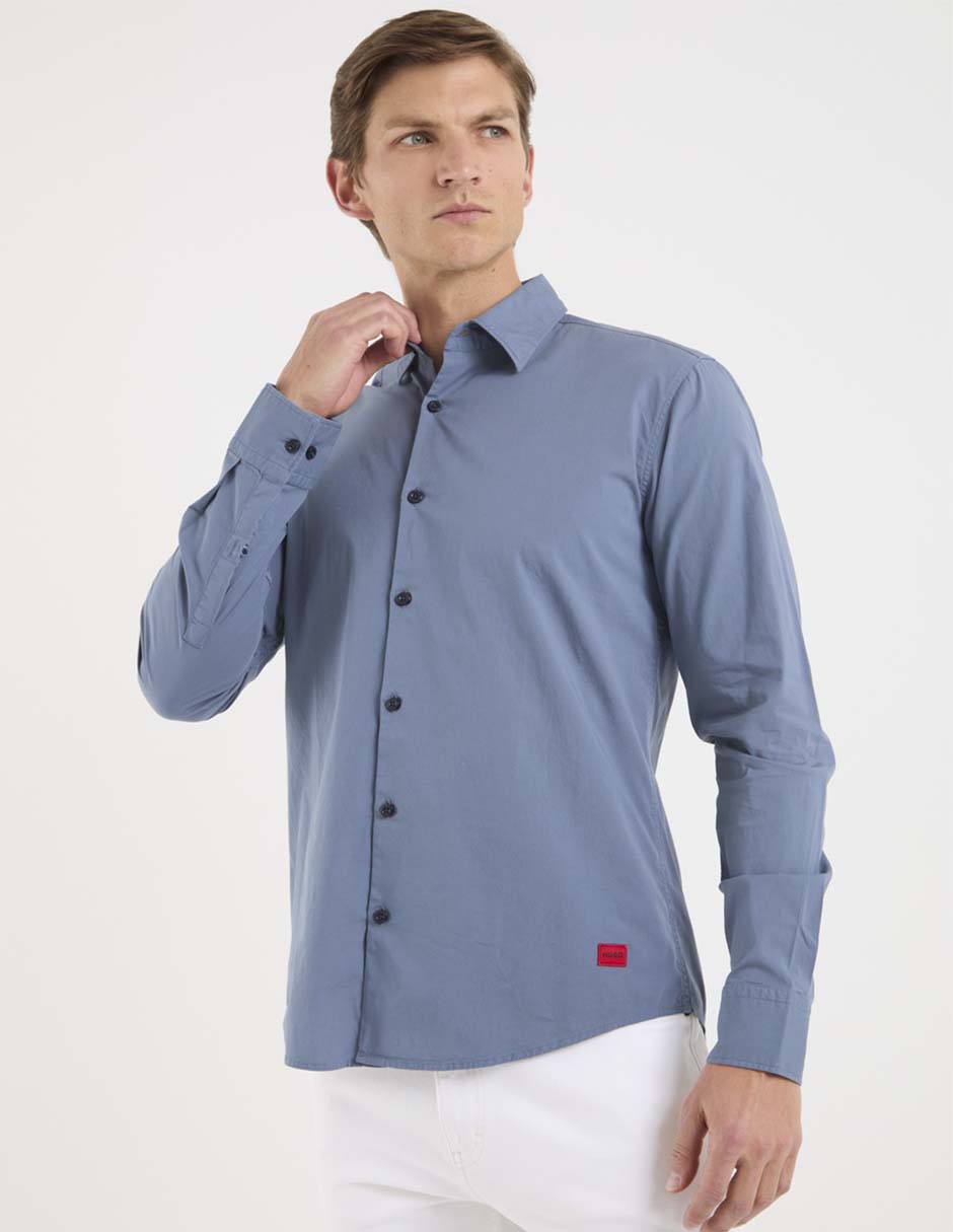 Camisa casual hugo de algodón manga larga para hombre