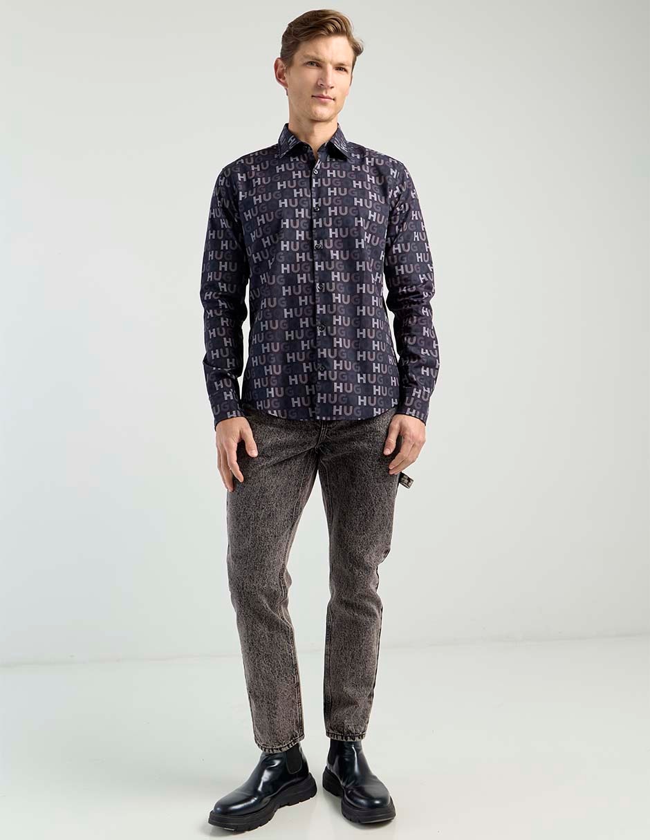 Camisa casual Hugo de algodón manga larga para hombre
