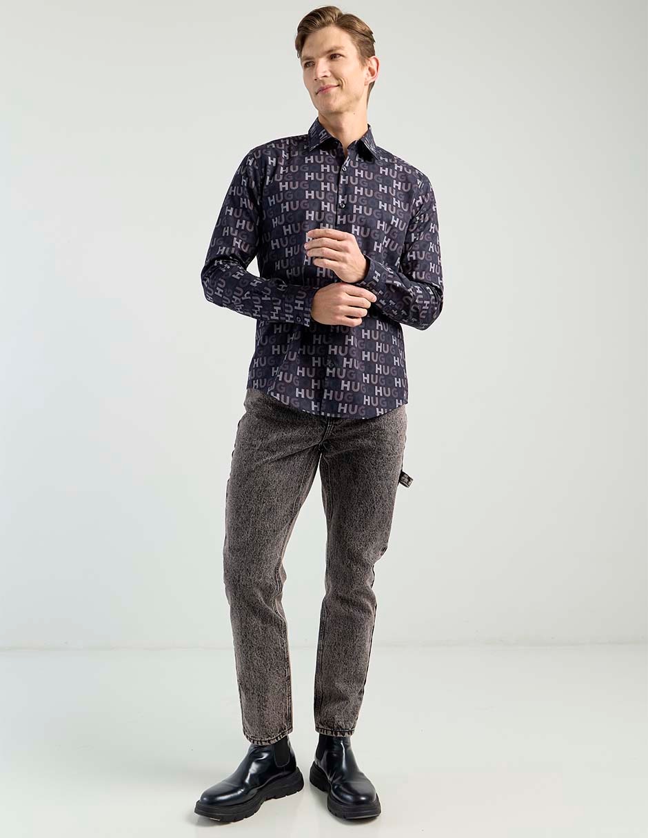 Camisa casual Hugo de algodón manga larga para hombre