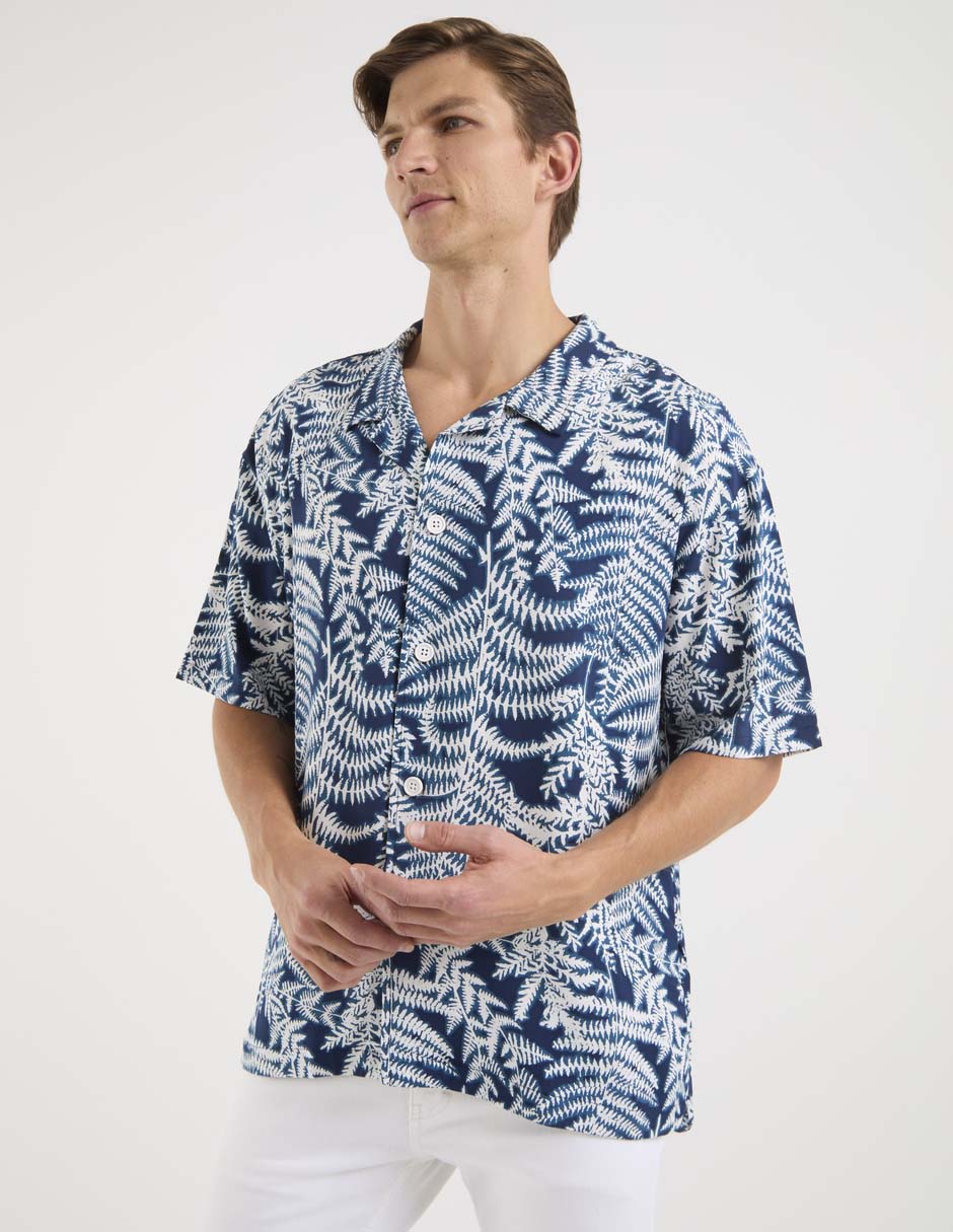 Camisa playa hugo manga corta para hombre