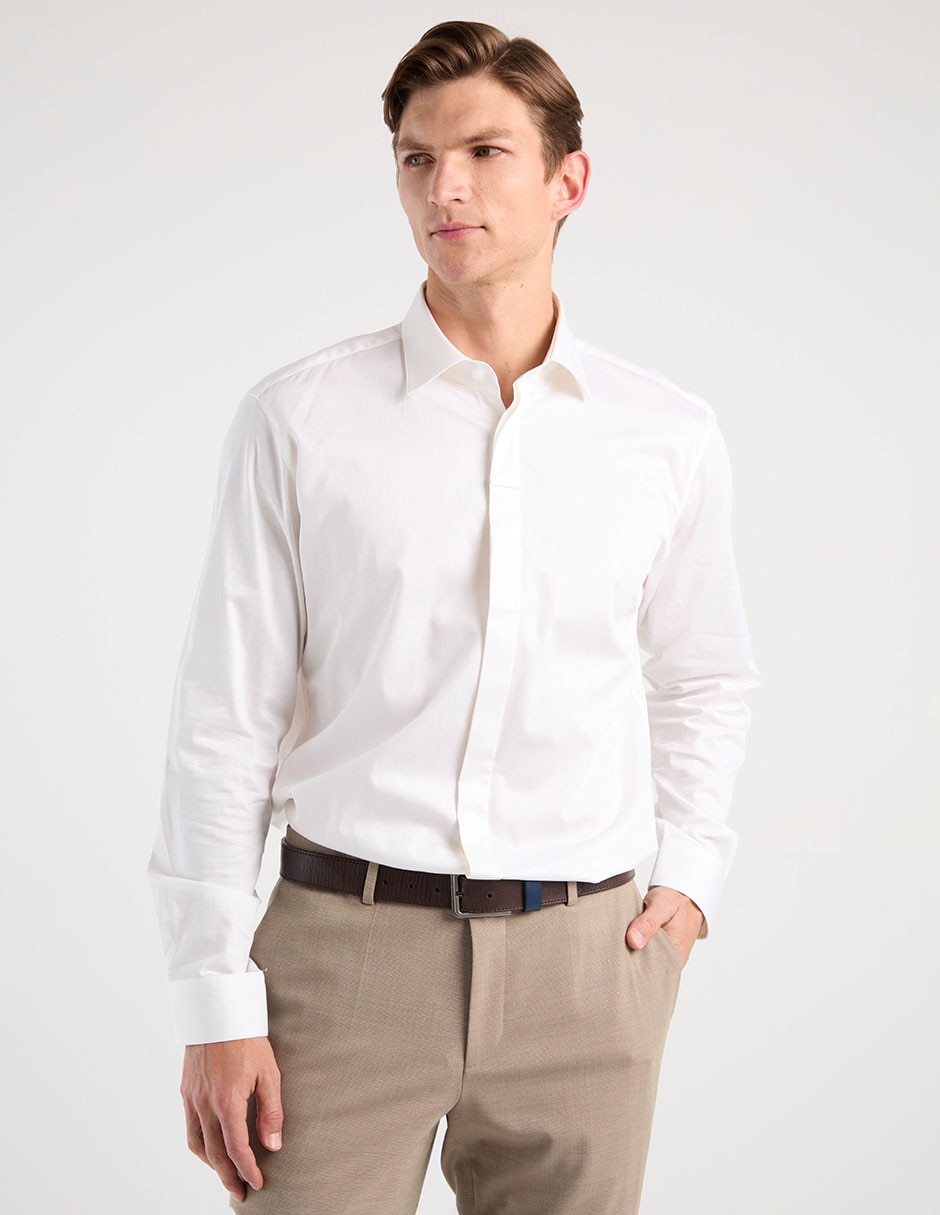 Camisa de vestir de algodón manga larga para hombre Camisa de vestir de algodón manga larga para hombre