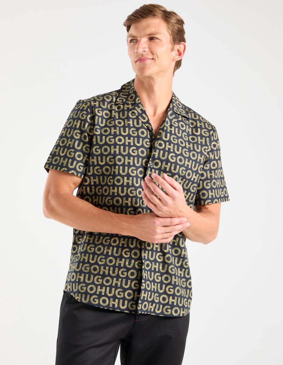 Camisa casual hugo de algodón manga corta para hombre