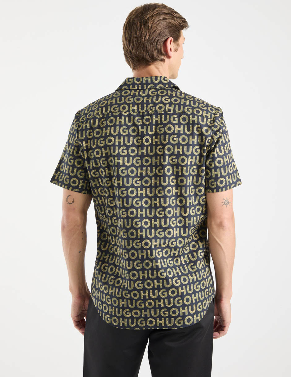 Camisa casual hugo de algodón manga corta para hombre
