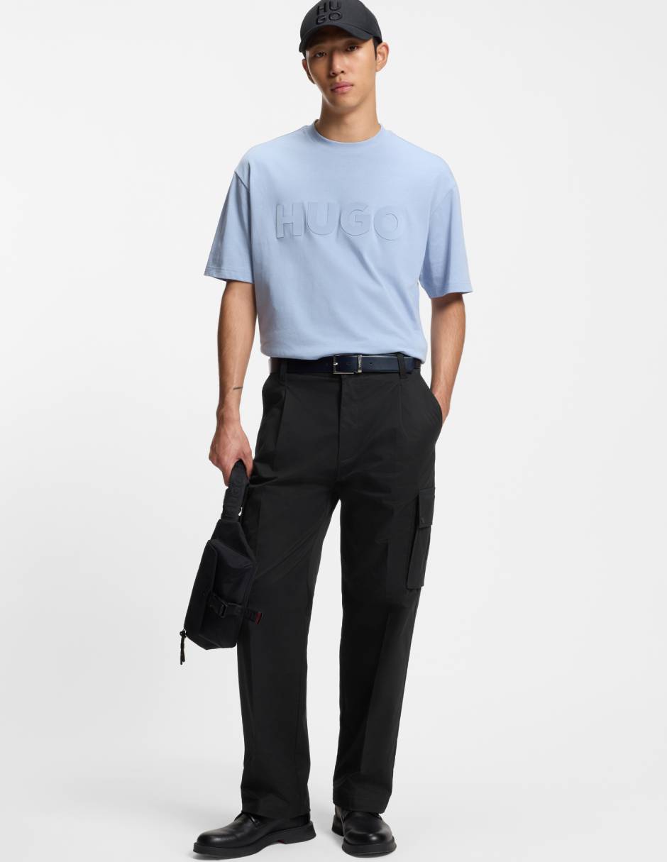 Pantalón business casual cargo recto de algodón para hombre