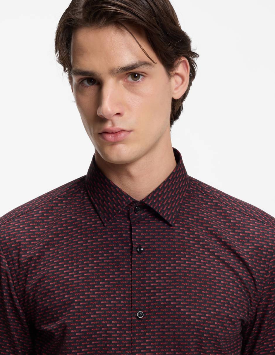 Camisa business casual Hugo de algodón manga larga para hombre