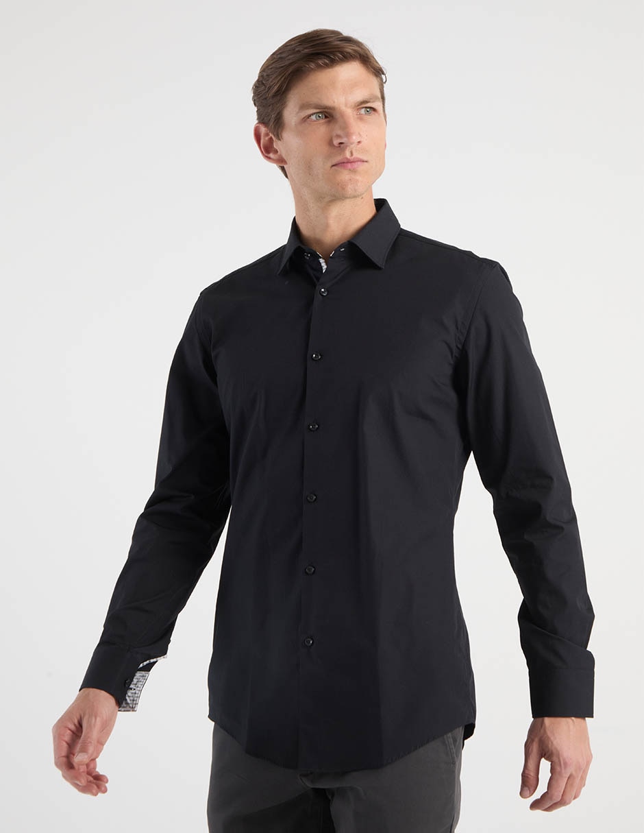 Camisa business casual de algodón manga larga para hombre Camisa business casual de algodón manga larga para hombre