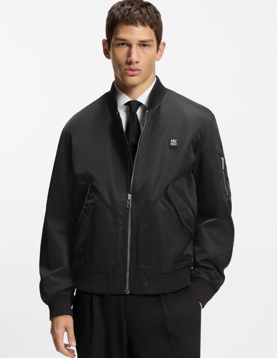 Chamarra bomber impermeable de piel para hombre