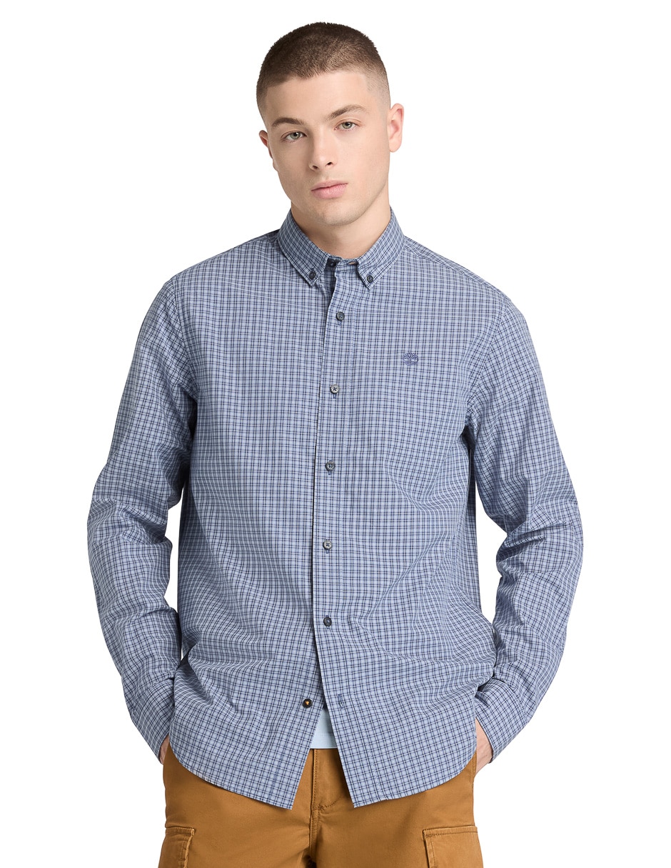 Camisa casual de algodón manga larga para hombre