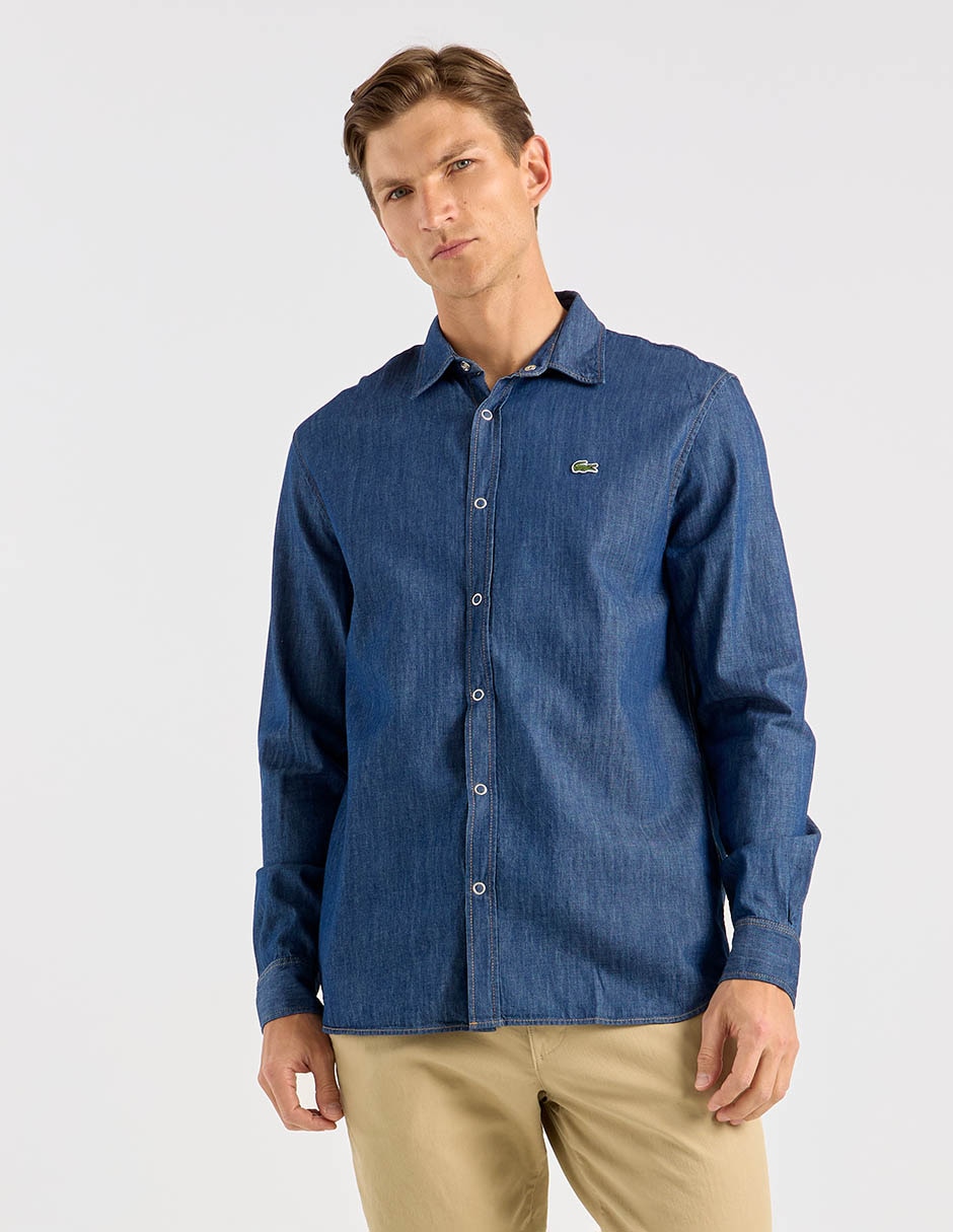 Camisa casual Lacoste de algodón manga larga para hombre