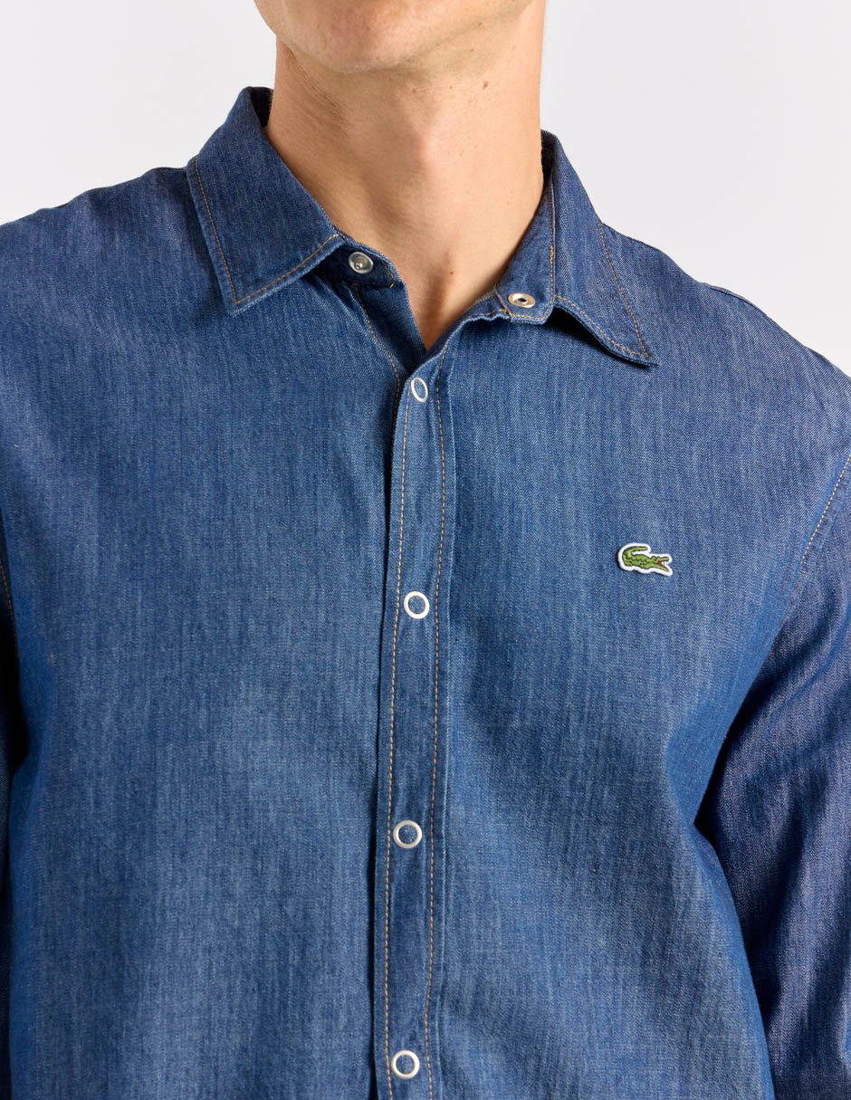 Camisa casual Lacoste de algodón manga larga para hombre