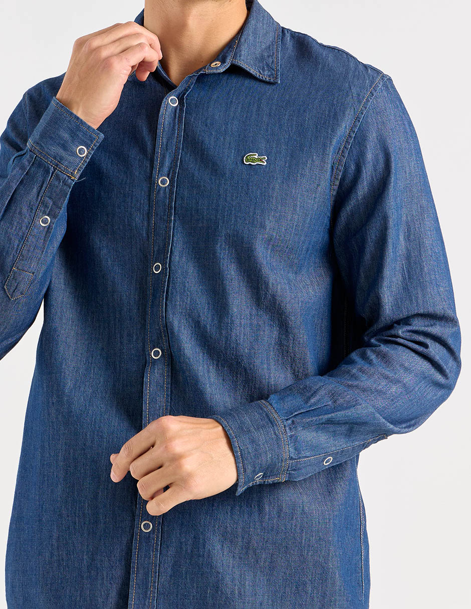 Camisa casual Lacoste de algodón manga larga para hombre
