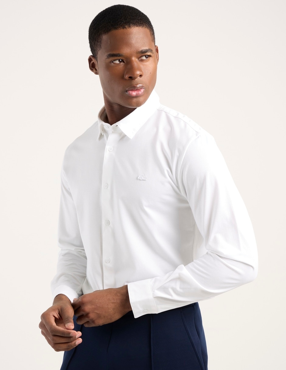 Camisa business casual Lacoste de algodón manga larga para hombre