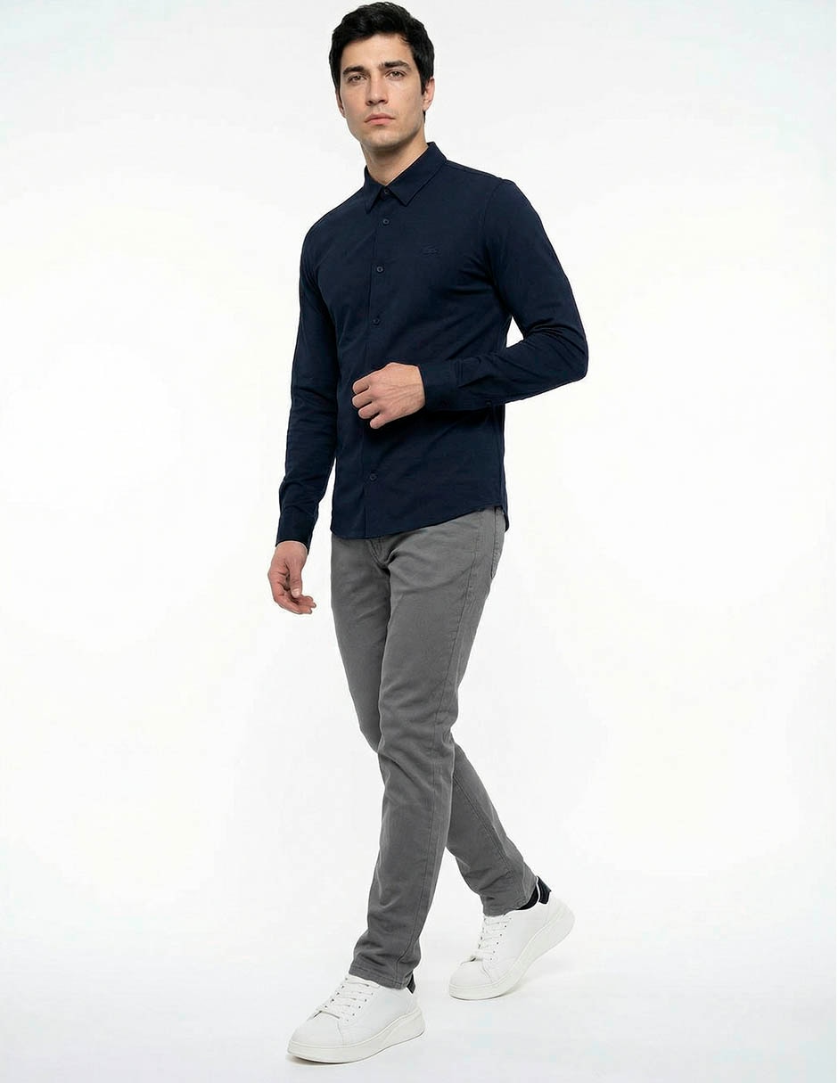 Camisa casual Lacoste de algodón manga larga para hombre