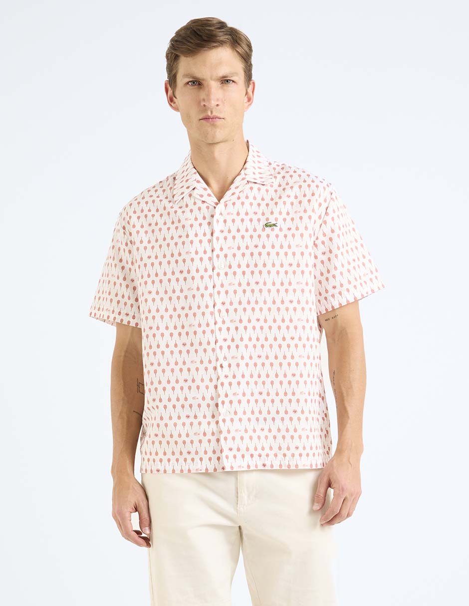 Camisa casual Lacoste de lino manga corta para hombre