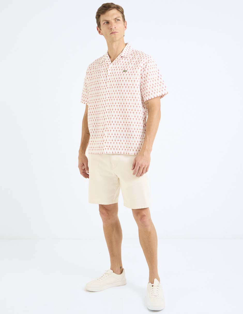 Camisa casual Lacoste de lino manga corta para hombre