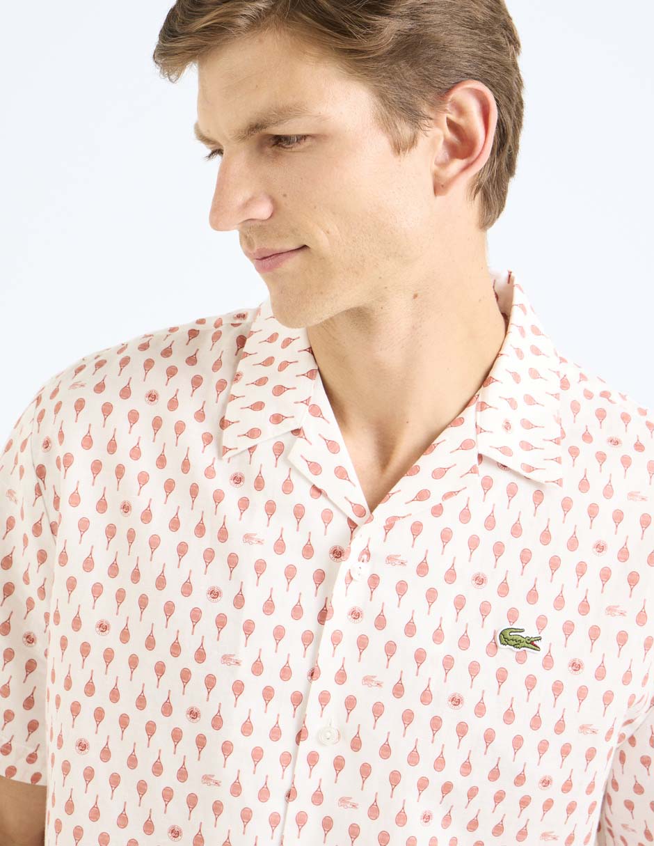 Camisa casual Lacoste de lino manga corta para hombre
