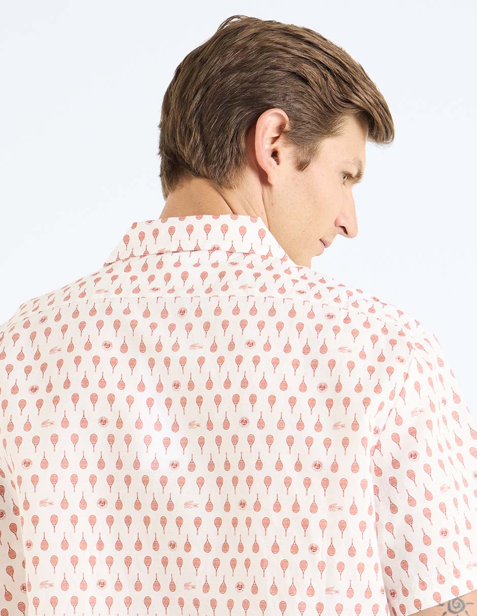 Camisa casual Lacoste de lino manga corta para hombre