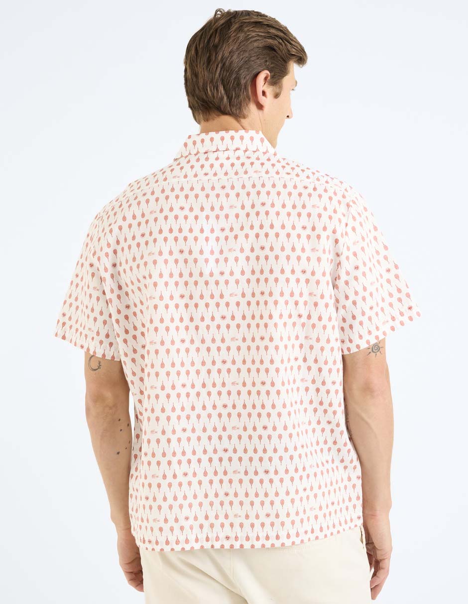 Camisa casual Lacoste de lino manga corta para hombre