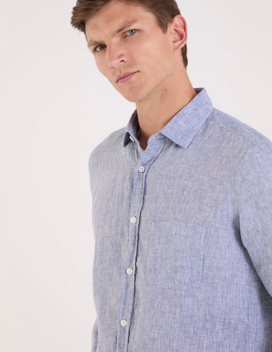 Camisa casual Scappino de lino manga larga para hombre