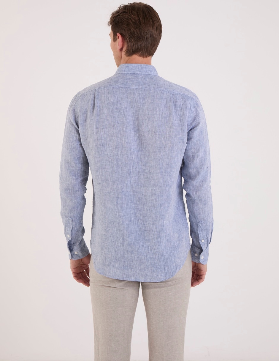 Camisa casual Scappino de lino manga larga para hombre
