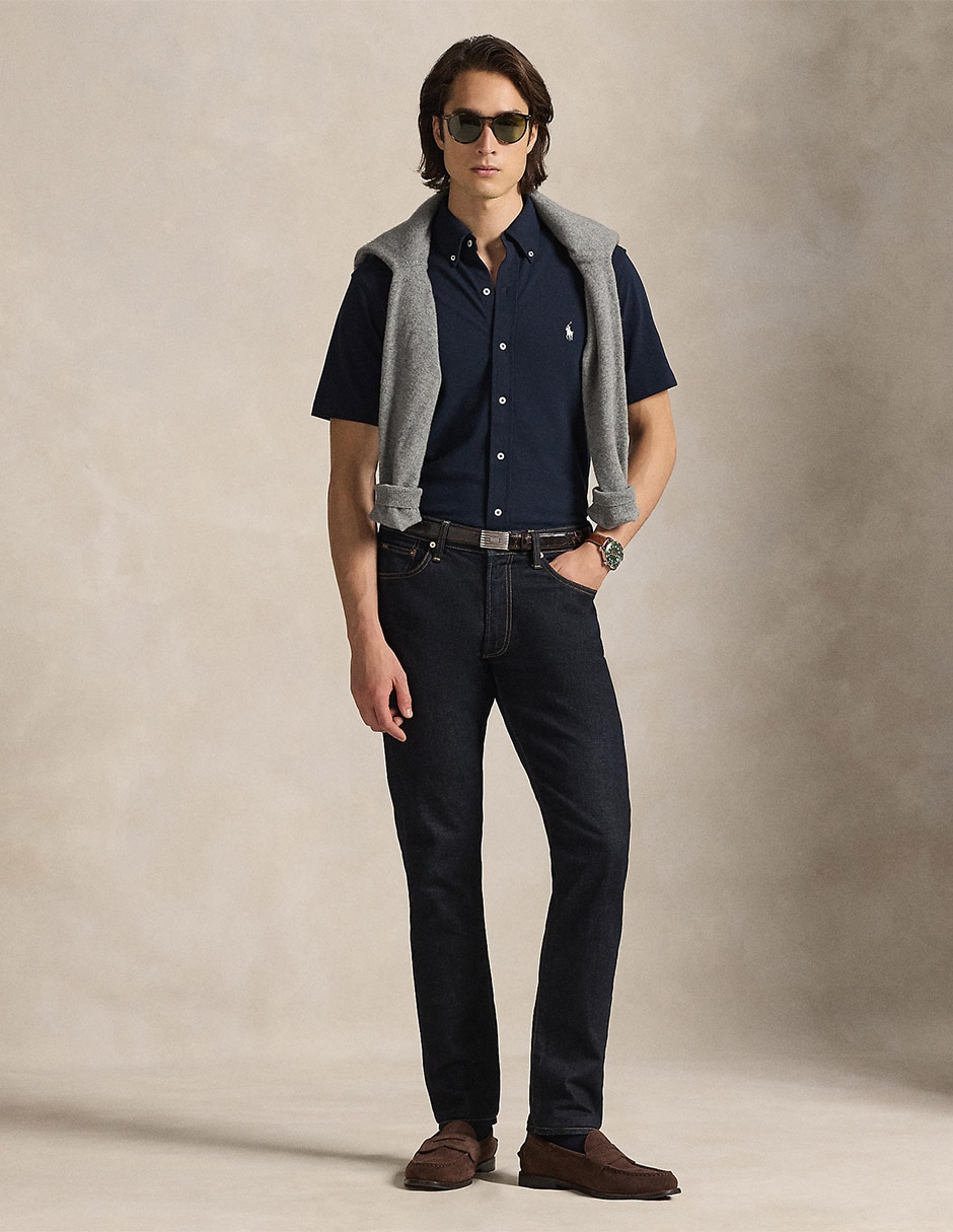 Camisa business casual Polo Ralph Lauren de algodón manga corta para hombre