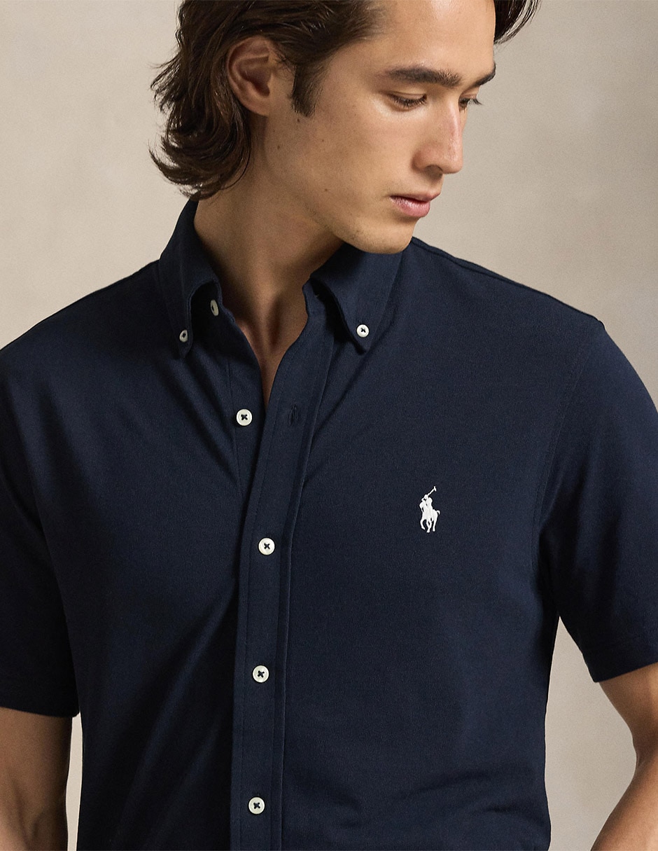 Camisa business casual Polo Ralph Lauren de algodón manga corta para hombre
