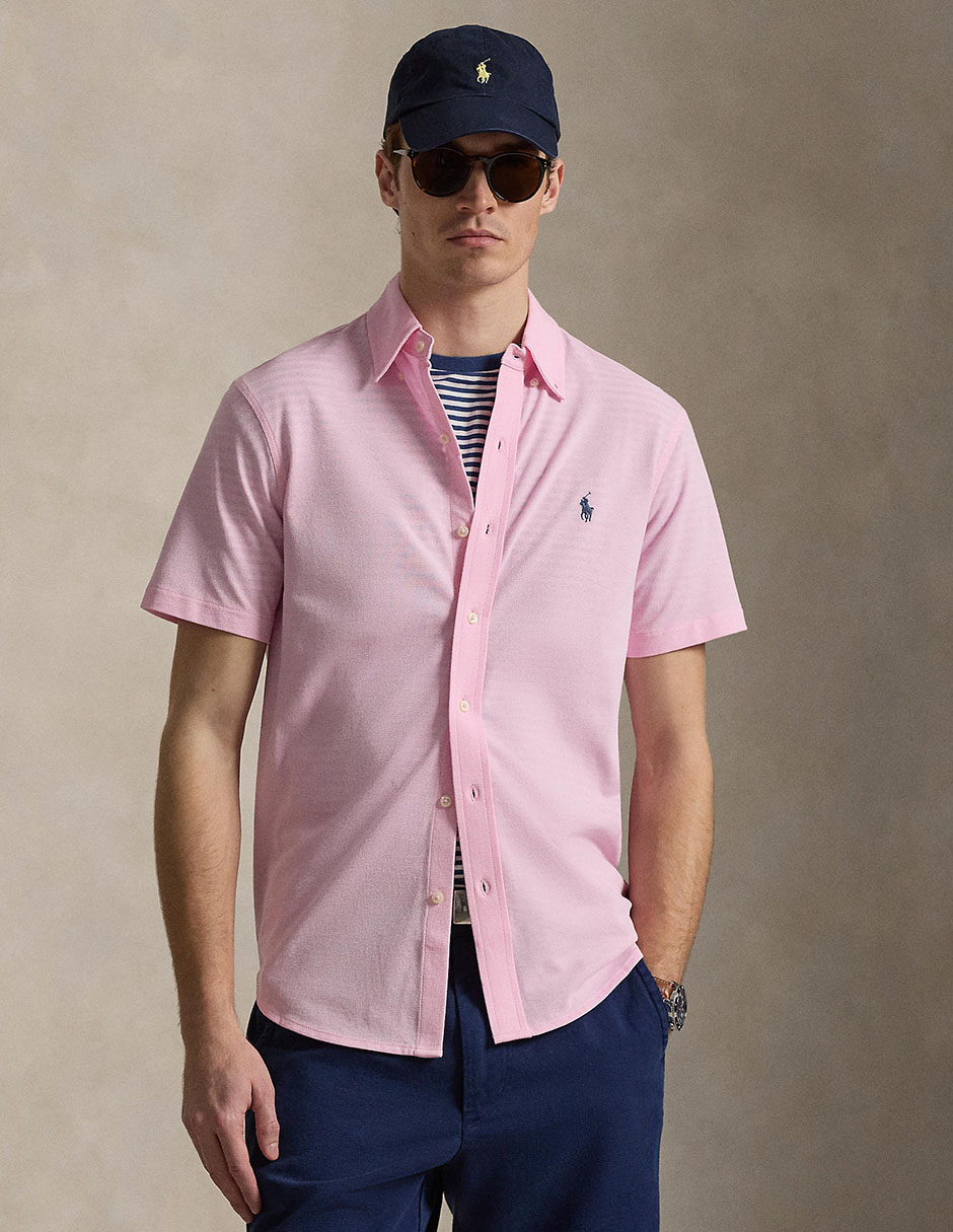 Sobrecamisa casual de algodón manga corta para hombre