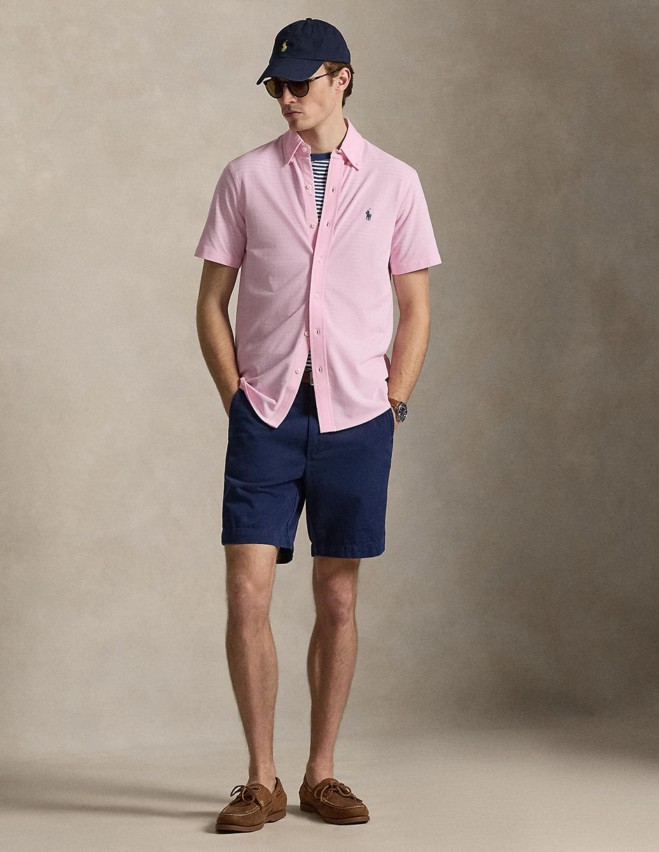 Sobrecamisa casual de algodón manga corta para hombre