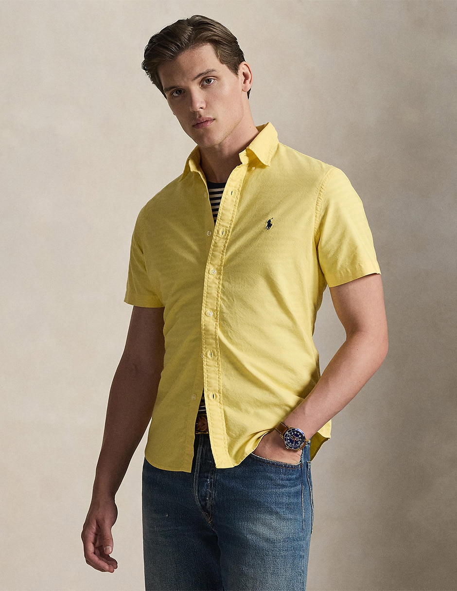 Camisa casual de algodón manga corta para hombre