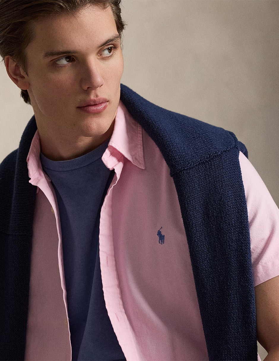 Camisa casual Polo Rl de algodón manga corta para hombre