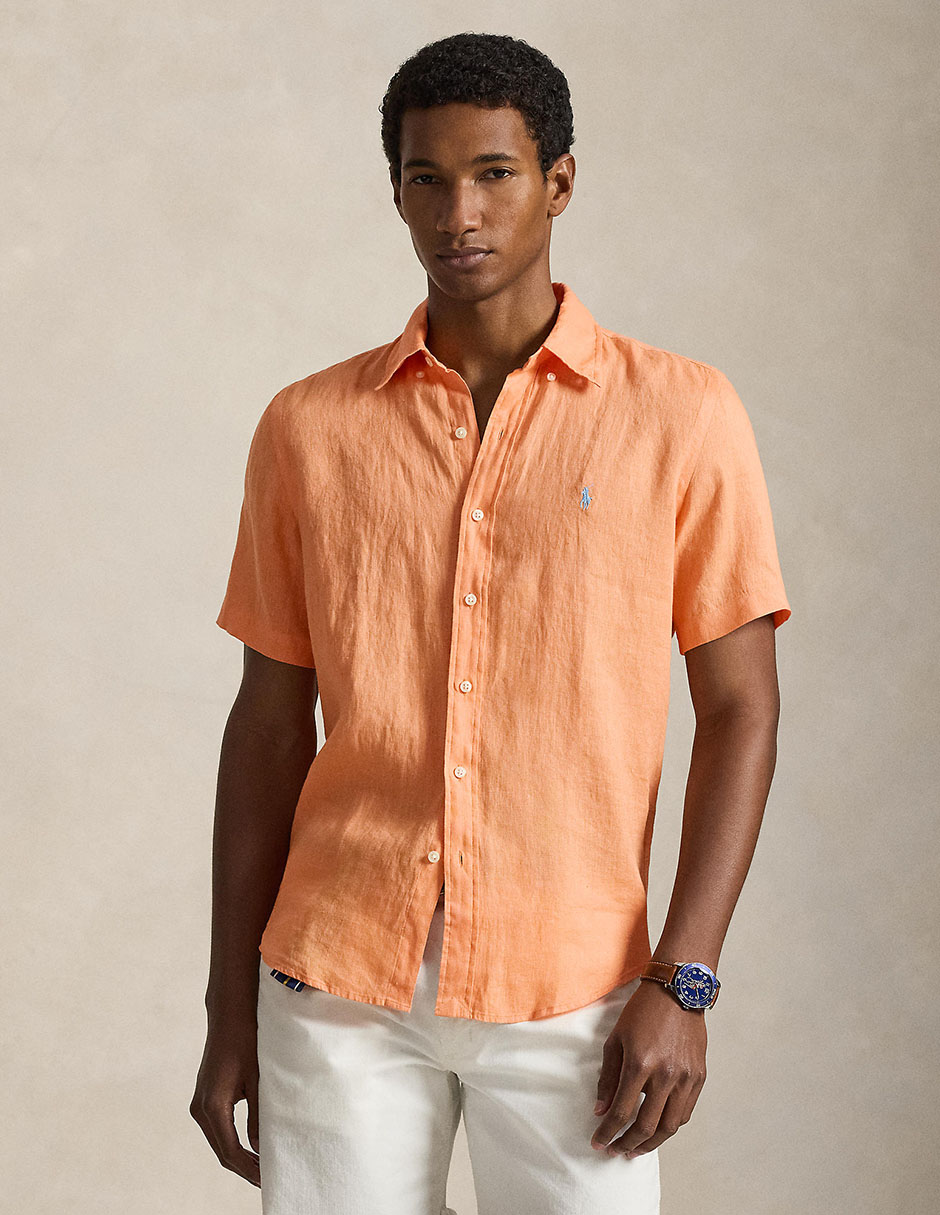 Camisa casual Polo Rl de lino manga corta para hombre Camisa casual Polo Rl de lino manga corta para hombre