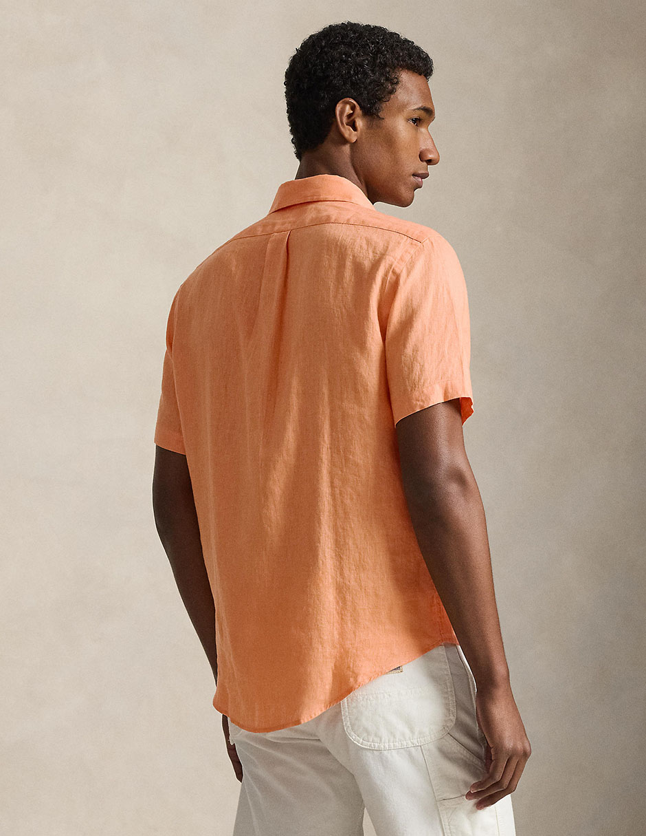 Camisa casual Polo Rl de lino manga corta para hombre 2