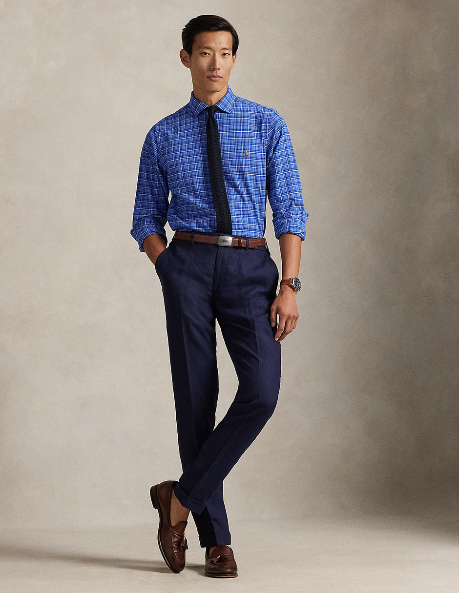 Camisa business casual Polo Rl de algodón manga larga para hombre 3