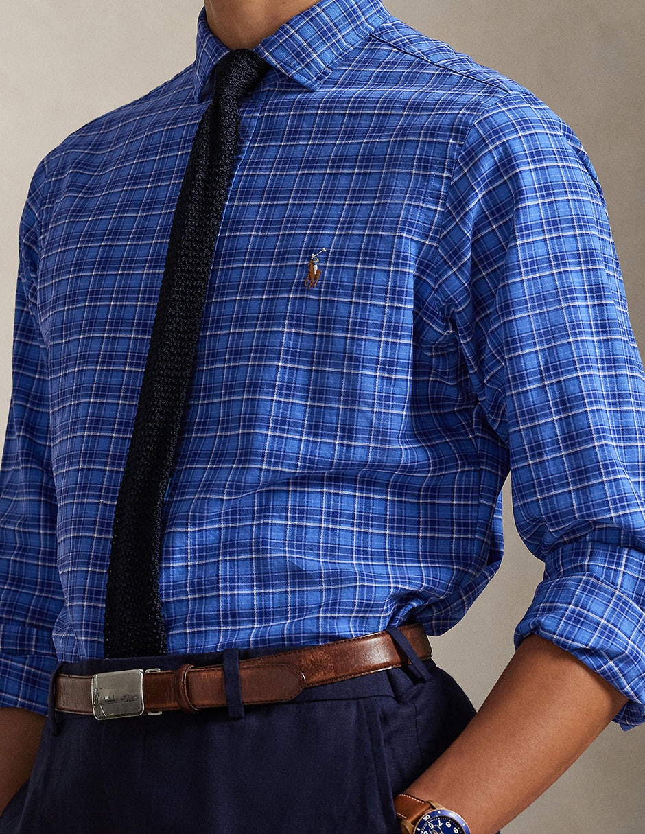 Camisa business casual Polo Rl de algodón manga larga para hombre 4