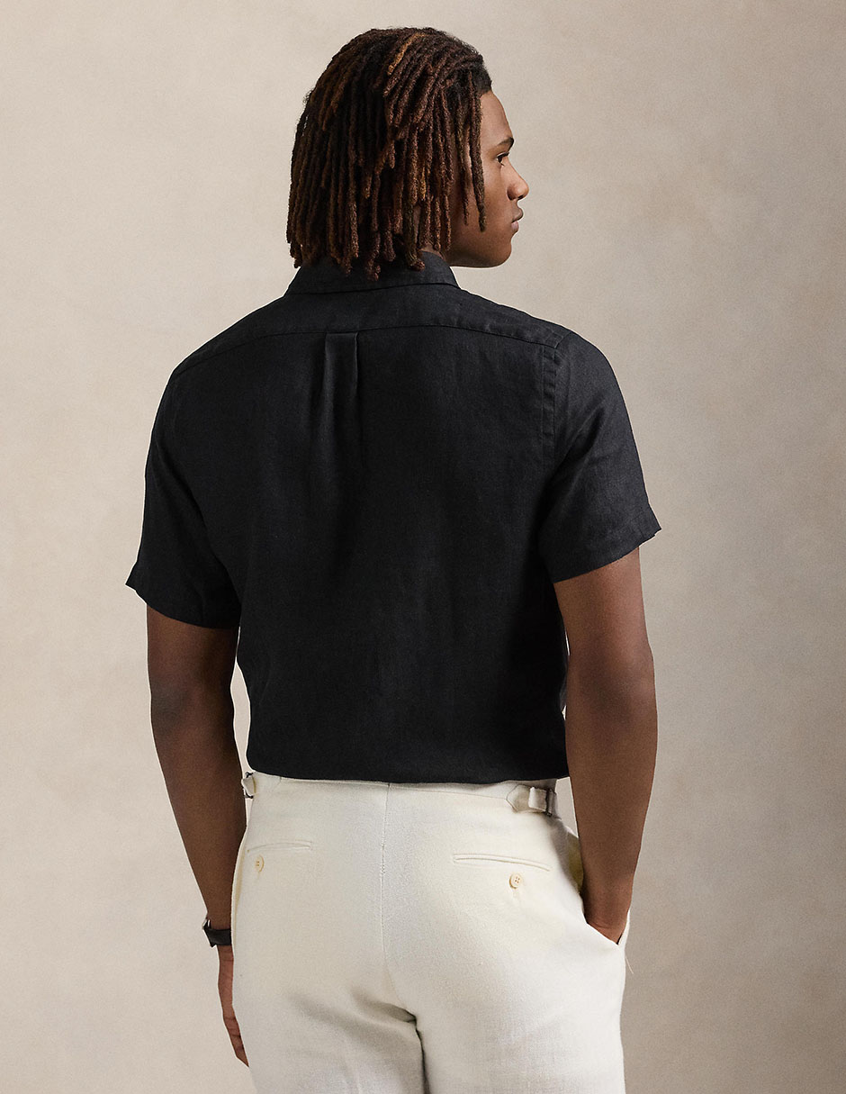 Camisa casual Polo Rl de lino manga corta para hombre 2