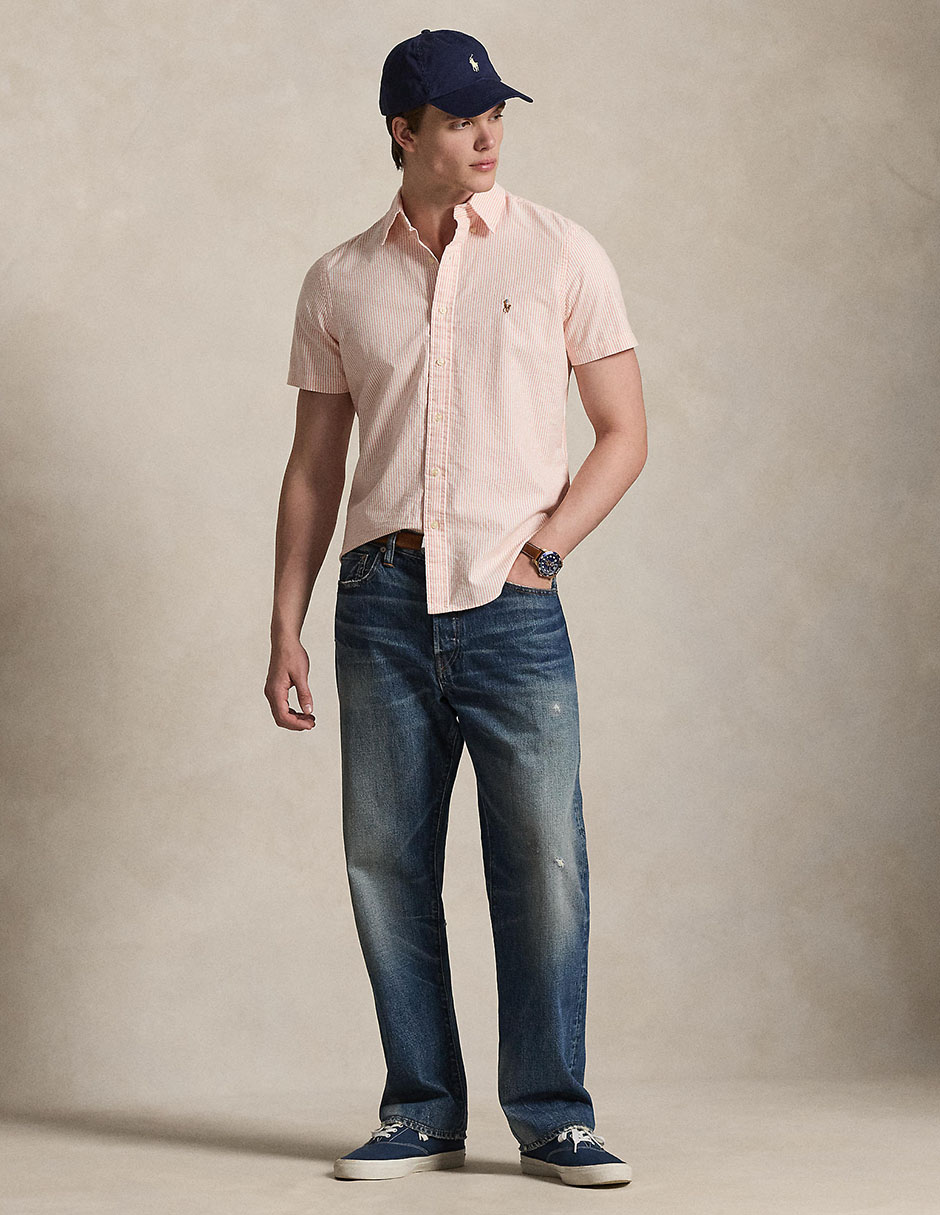 Camisa business casual Polo Rl de algodón manga corta para hombre