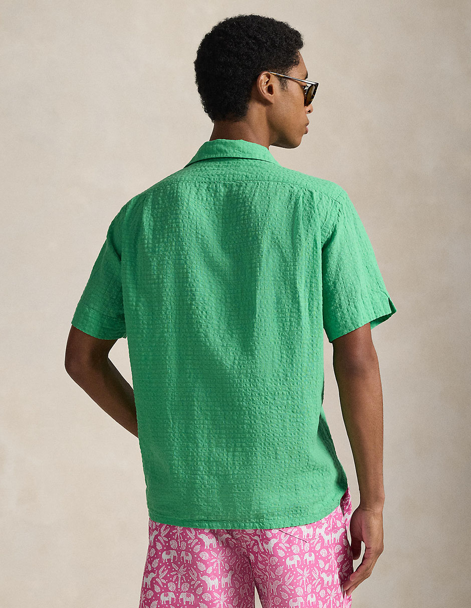 Camisa casual Polo Rl de lino manga corta para hombre 2